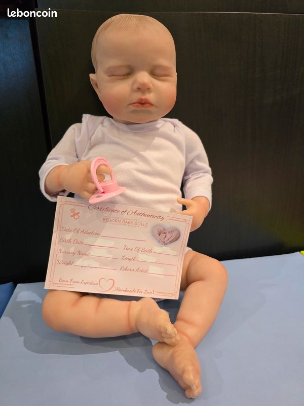 Bébé Reborn réaliste de 50 cm , tétine, biberon, carte de naissance et couche, peau 3D
