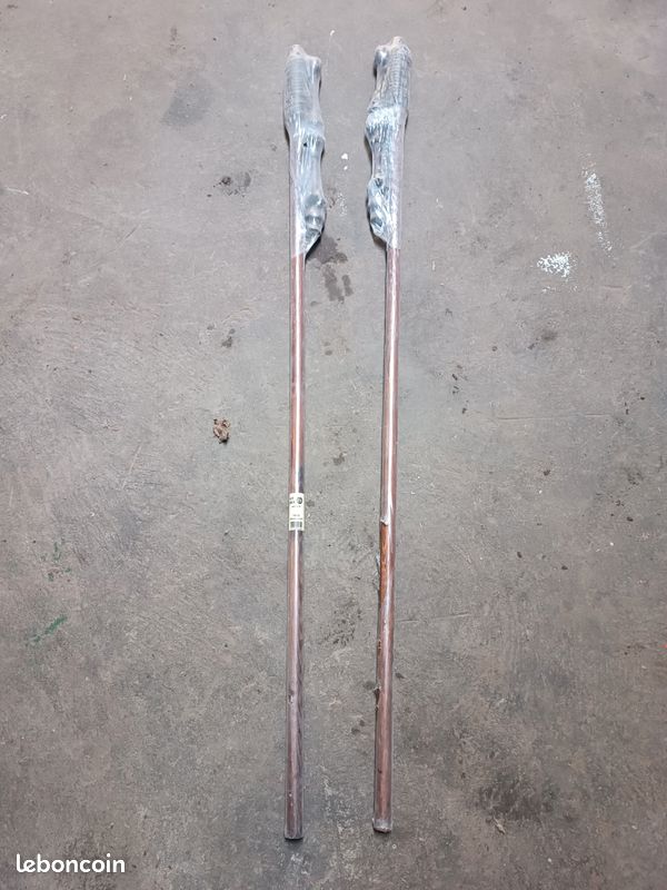 2 barres de rideau en bois avec anneaux et supports, 1m60, tenture (image 1)