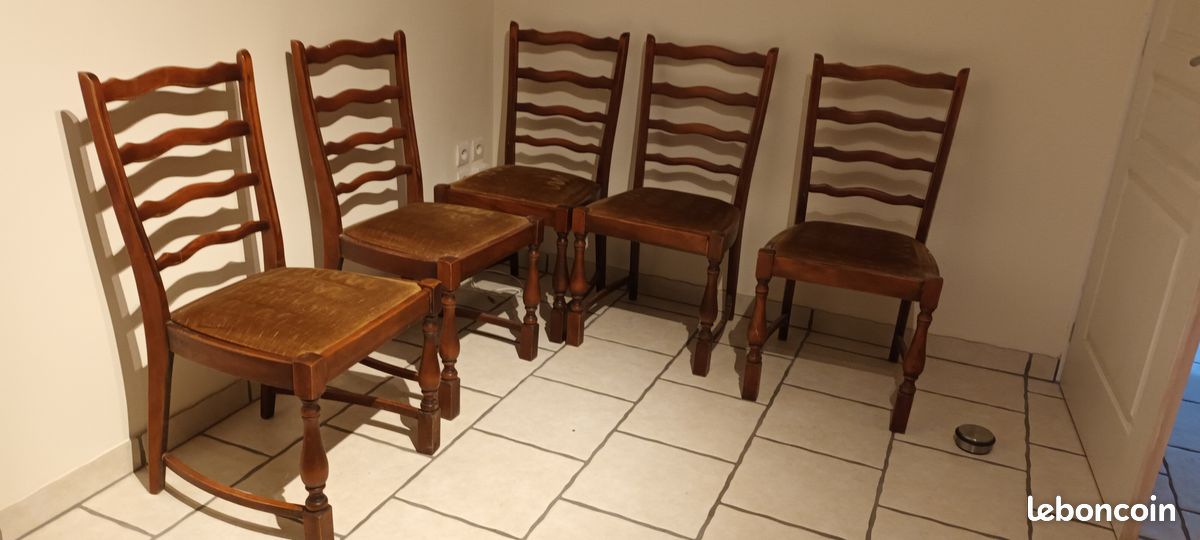 Lot de 6 chaises bois massif-tissu- : 30 (image 1)