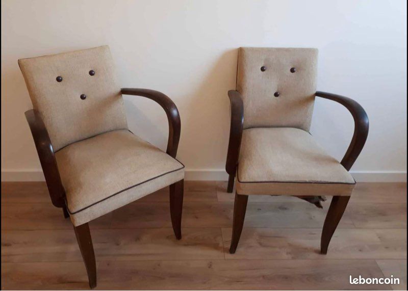 Lot 2 chaises fauteuils bridge vintage années 50 (image 1)