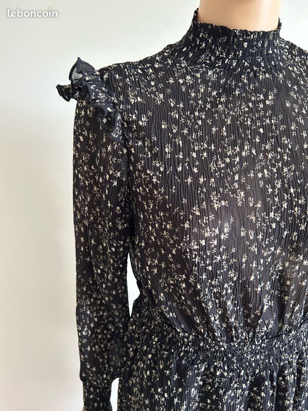 Robe noire et beige à manches longues Femme 9 taille XS jamais portée (image 5)