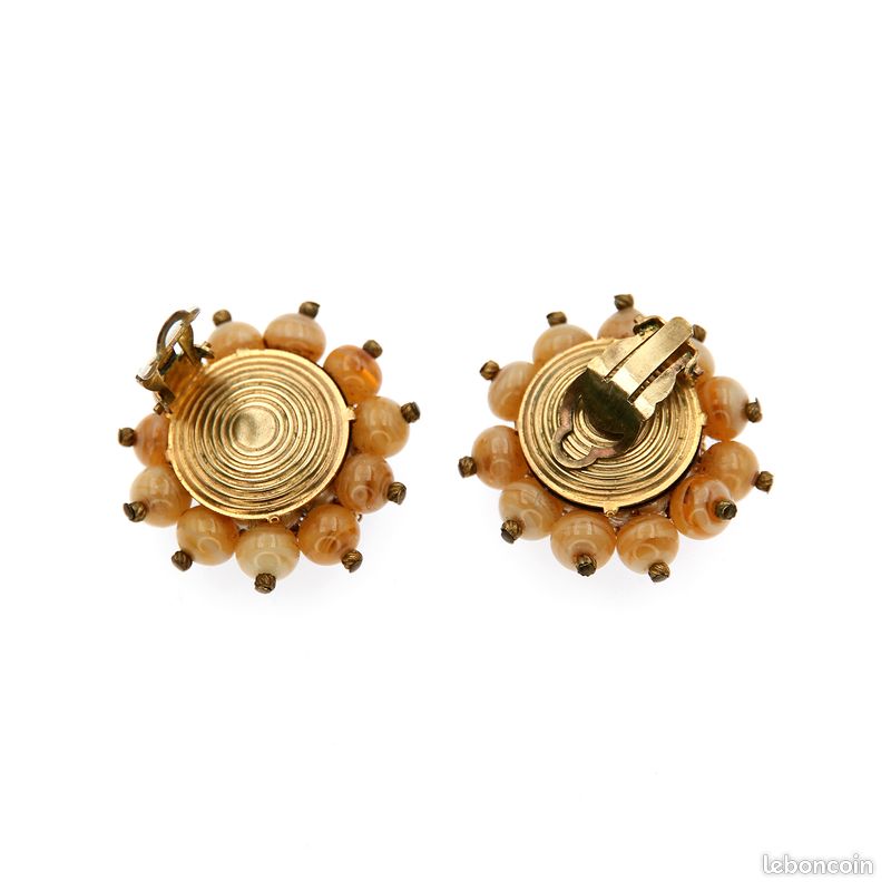Boucles D'Oreilles Anciennes Clips Avec Strass - Occasion - Bijou Vintage