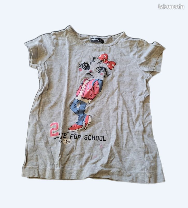 Lot de 6 T-shirts fille - Taille 5 ans - Bon état - Vêtements