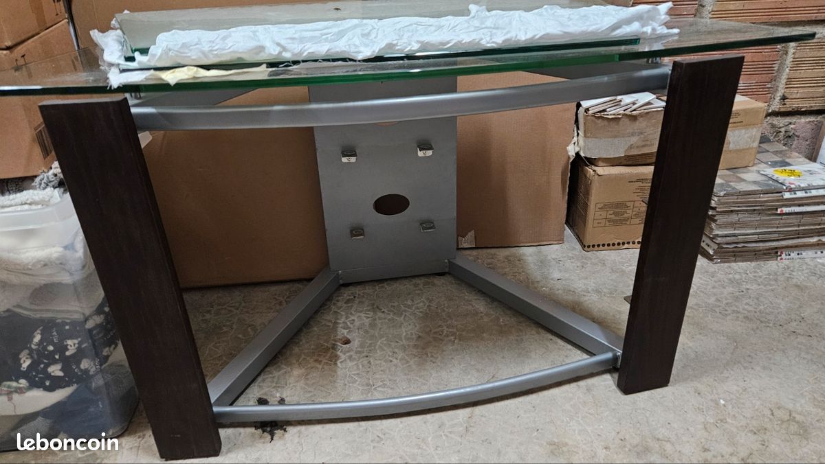 Table basse télé bois et verre (image 3)