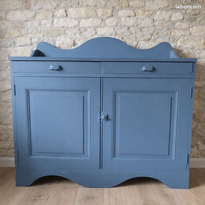 Buffet parisien ancien 2 portes 2 tiroirs – style campagne chic (image 1)