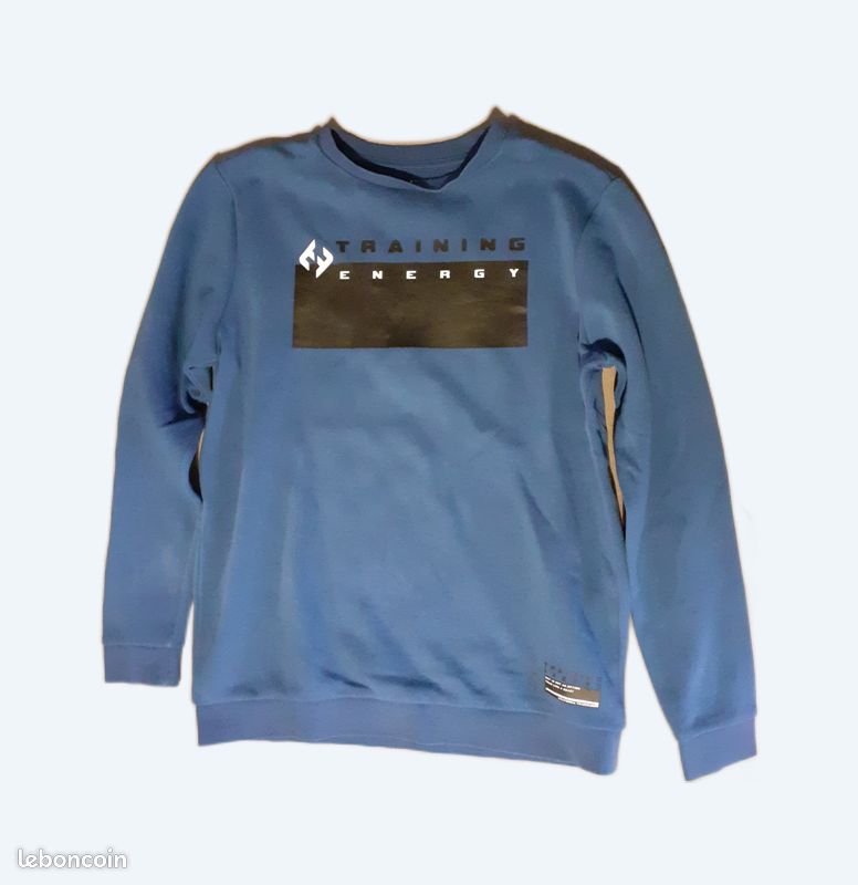 Pull bleu avec inscription torse - 14 ans/XS - Kiabi (image 1)