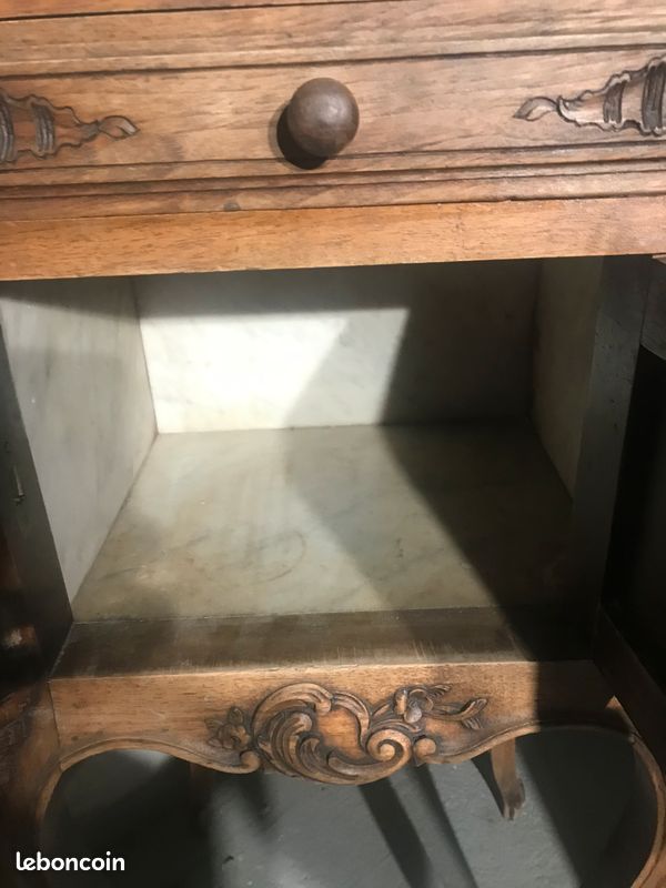 Meuble ancien marbre et bois (image 1)
