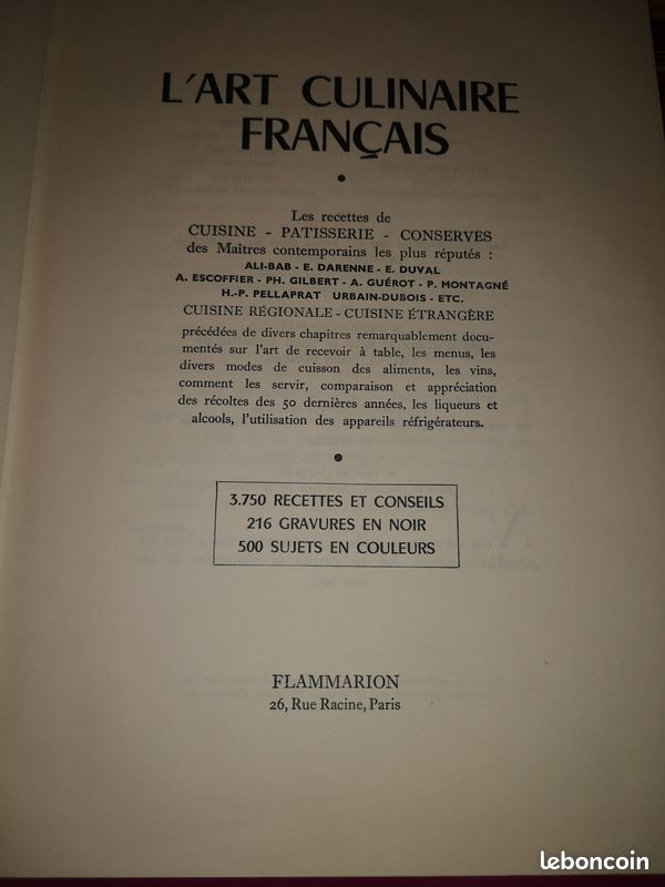 Livre de cuisine l'art culinaire français 1954 (image 2)