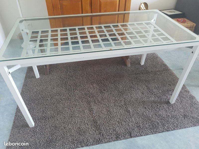 Table séjour en verre et métal (image 1)