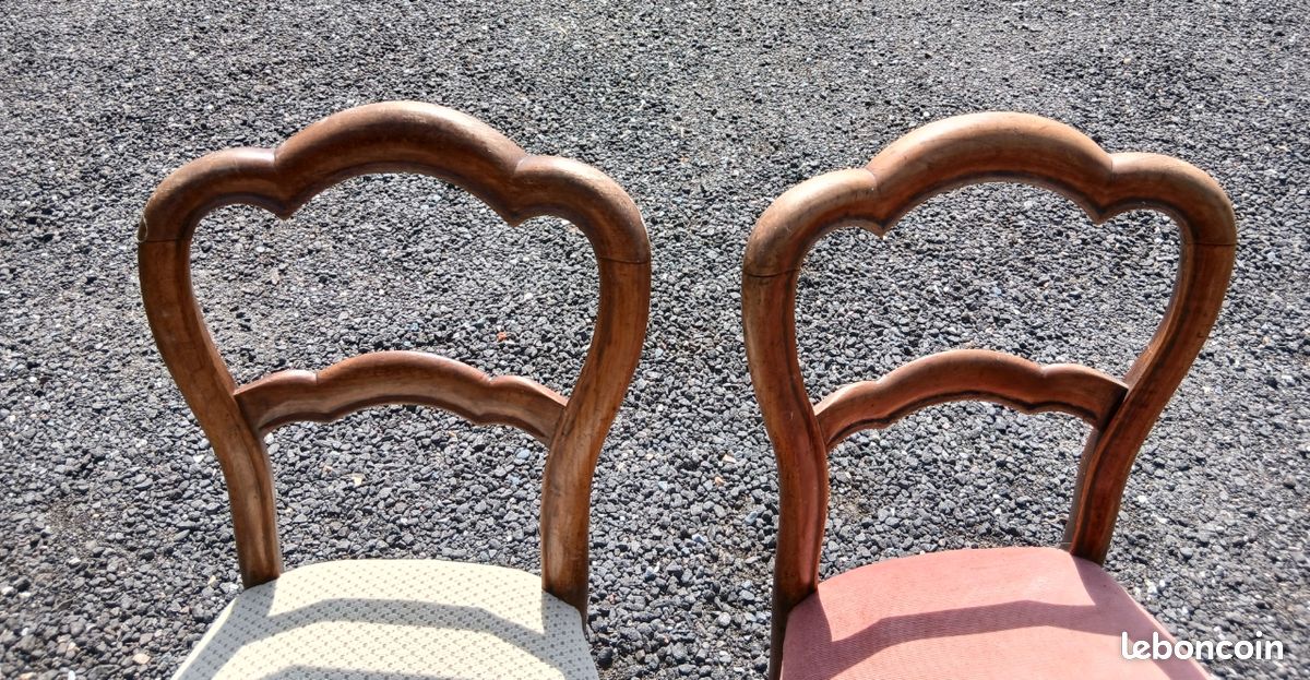 Lot de 2 chaises anciennes en bois massif style Louis-Philippe (image 4)
