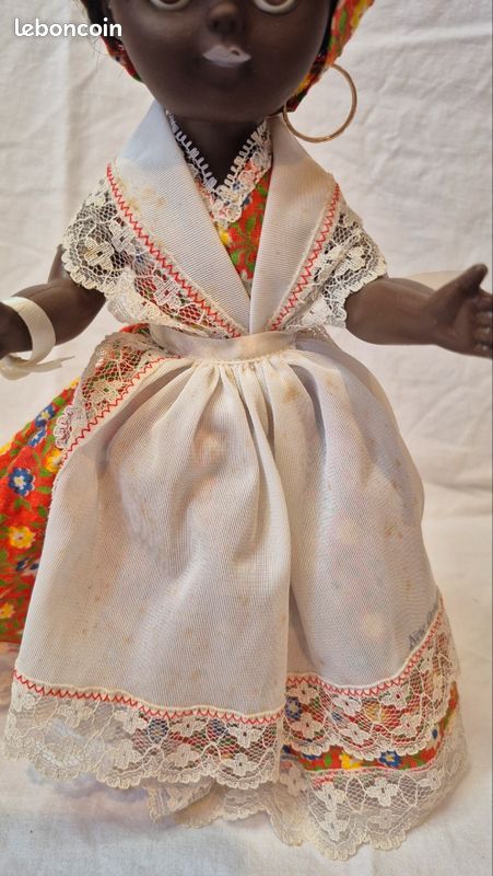 ANCIENNE POUPEE AFRICAINE De Marque Unica En Cellulo Annees 40/60 Yeux
