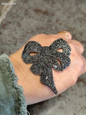Broche Ancienne Nœud En Argent 916 URSS 1989, Pour Femme, Signée, 5.59gr - Bon état