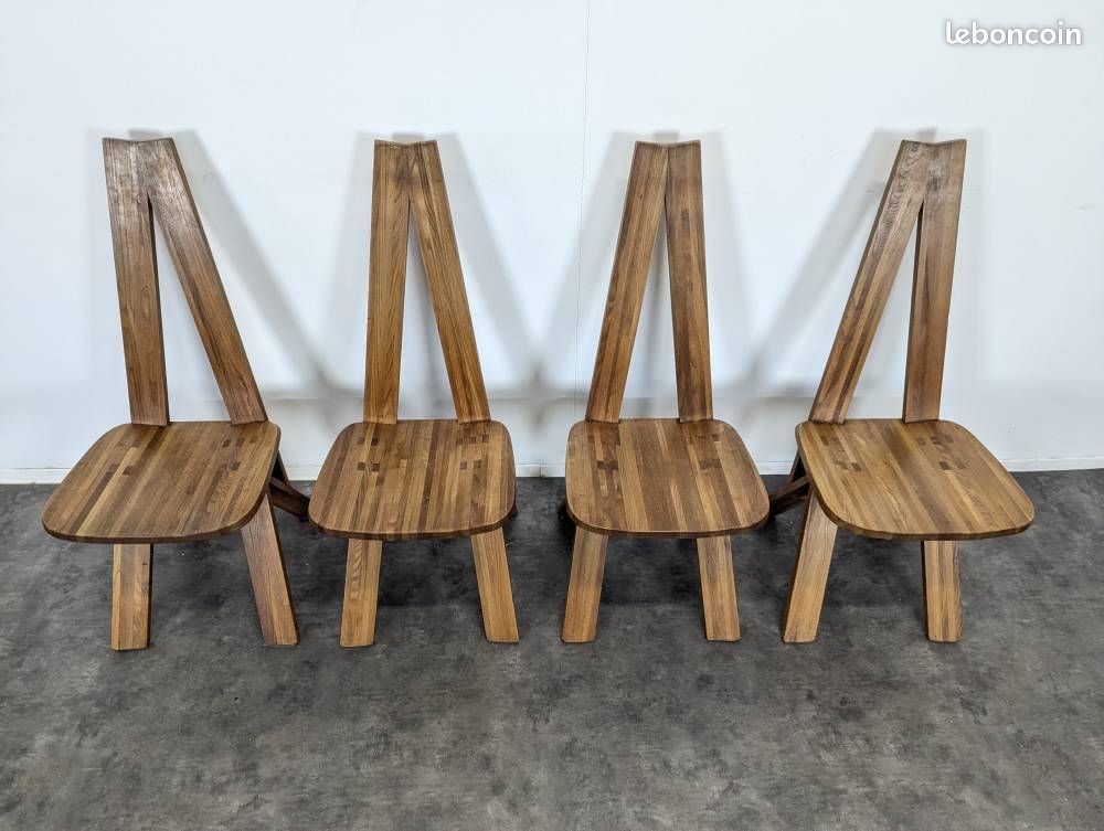 Table à manger et 4 chaises en bois marron | Leroy Merlin