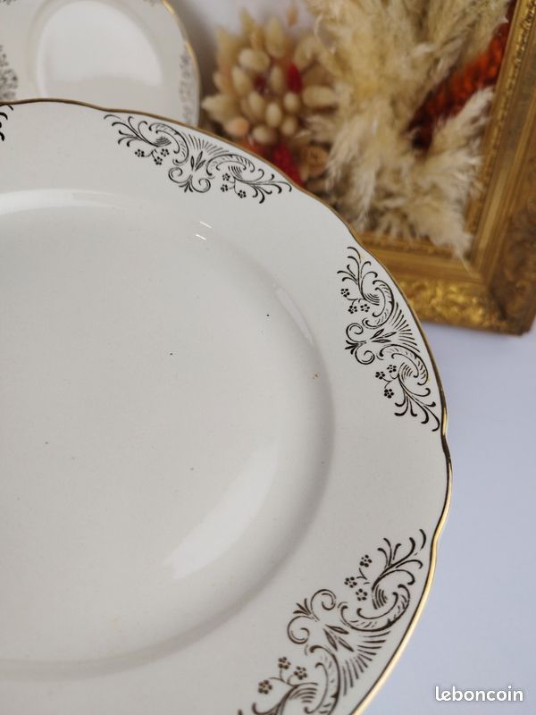 Set De 6 Assiettes Plates Rectangulaires Design Vague 33x20 Cm - Porcelaine Blanche