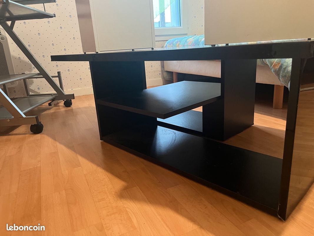 Table basse + pouf en cuir (image 2)