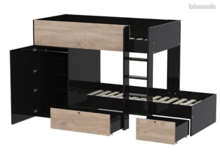 Lit superposés TWIN + armoire et tiroir (image 1)