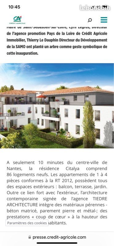 Appartement 2 pièces 43 m² · à Saint-Sébastien-sur-Loire · 43 m² · 171 000 €