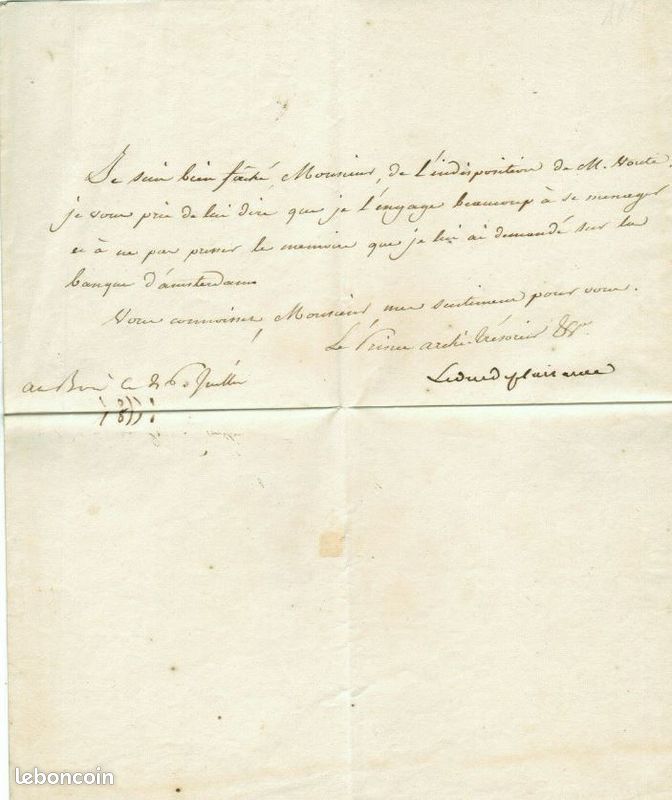 Manuscrit authentique Empire trosieme Consul Lebrun Bonaparte (image 1)