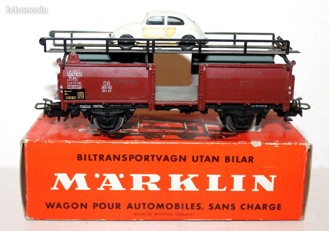 Märklin HO 4612 – Wagon Porte-auto DB 869 160 – Transport Automobiles – Métal – Occasion