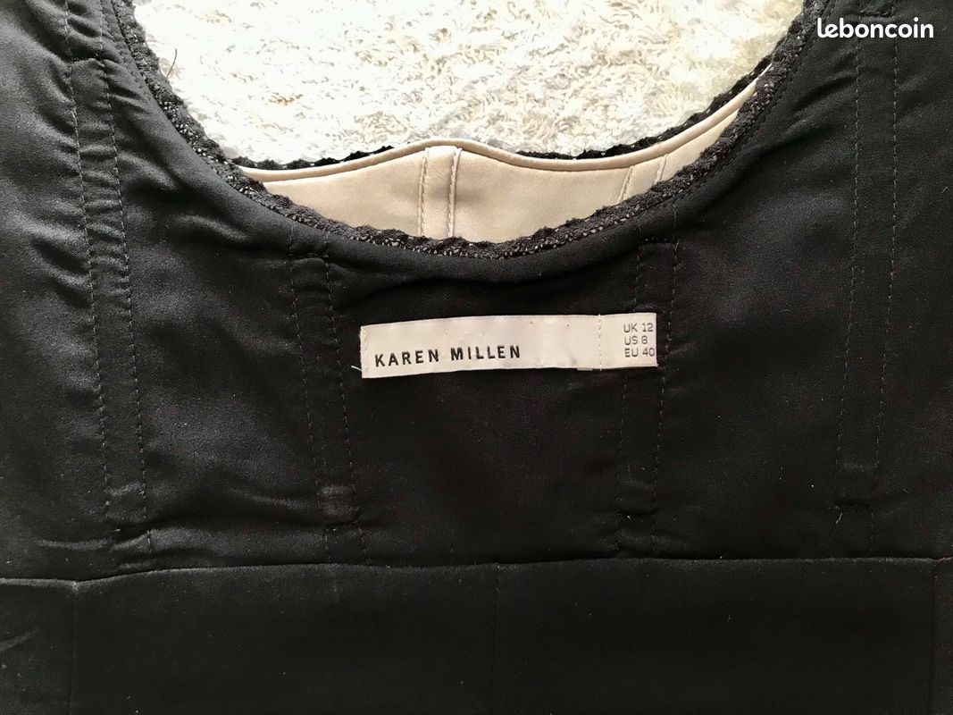 Robe De Soirée Cocktail Noire Karen Millen - Taille UK 12 - Genou - Occasion Très Bon État