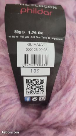 Lot De 10 Pelotes De Laine Phildar Partner 6 Guimauve - 100% Acrylique, Couleur Rose, Neuves