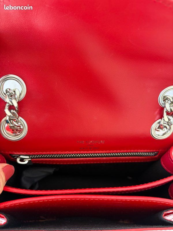 ❤️ The Kooples – Sac bandoulière en cuir verni rouge – État neuf (image 5)