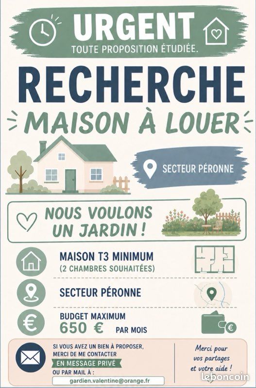 Maison 3 pièces 60 m² · à Péronne · 60 m² · 650 €