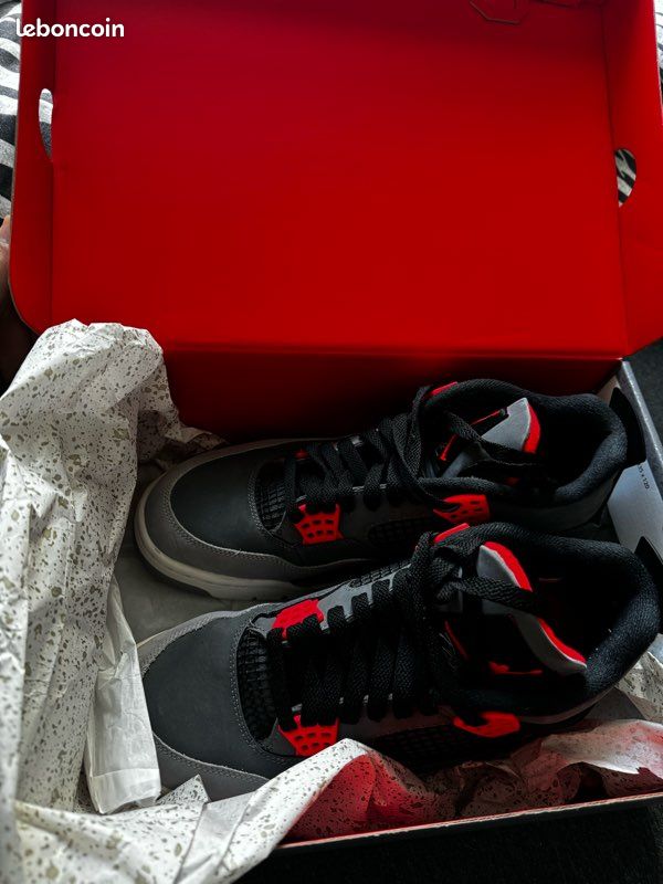 Air jordan 4 retro dark grey/ infrared, gris fonce noir infrarouge (image 2)