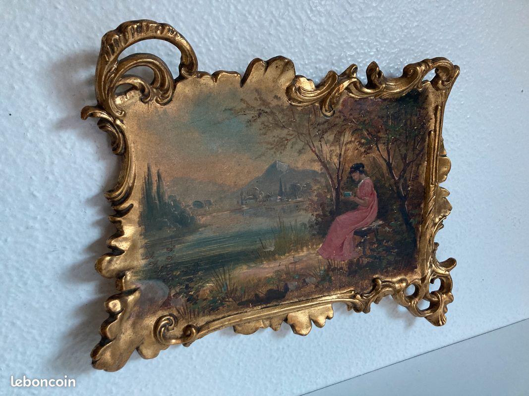 Tableau, peinture sur Céramique "Femme lisant au bord de l'eau" (image 9)
