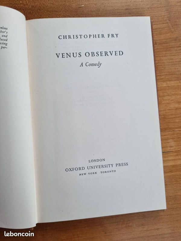 Venus Observed by Christopher Fry, livre ancien en anglais (image 3)