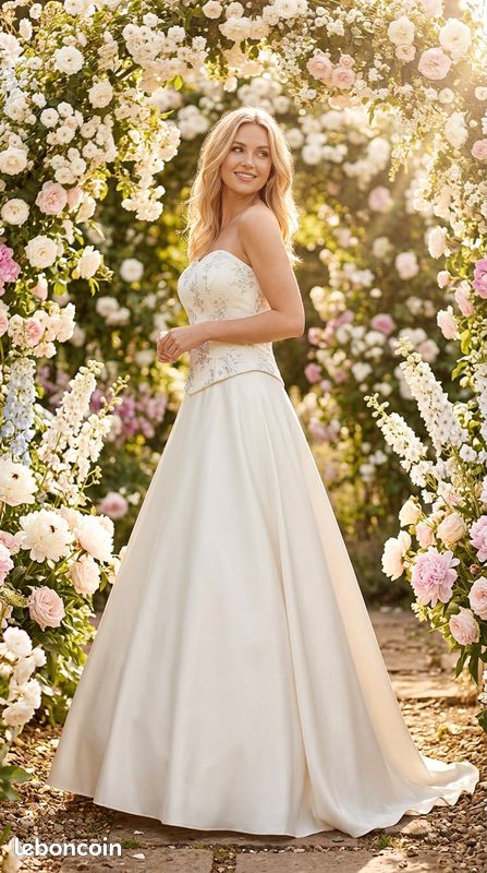 Robe de mariée 2 parties : jupe+bustier taille 42, coloris ivoire - ANCIENNE COLLECTION (image 1)