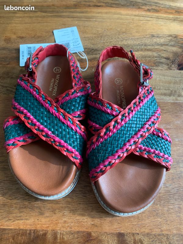 Modz Monoprix Chaussures Fille Sandales Fille Cuir Neuves Monoprix