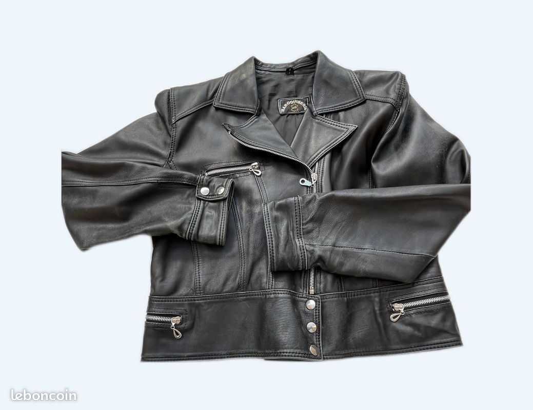 Veste style perfecto cuir agneau véritable femme T42 Vêtements