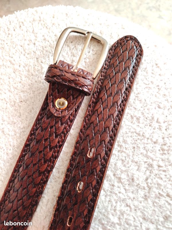 Ceinture En Cuir Marron Avec Détail Tressé – Occasion, Sans Marque, Style Décontracté Ou Chic