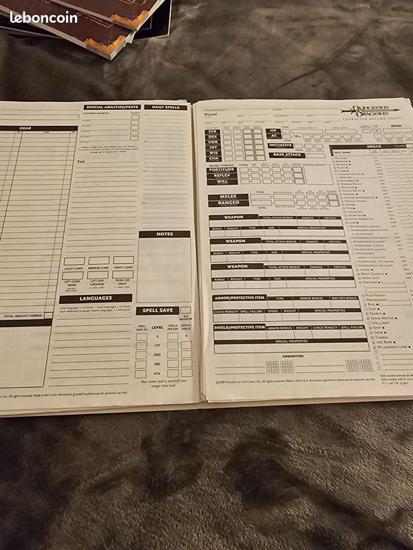 Donjons et Dragons 3E- Character sheets (image 4)