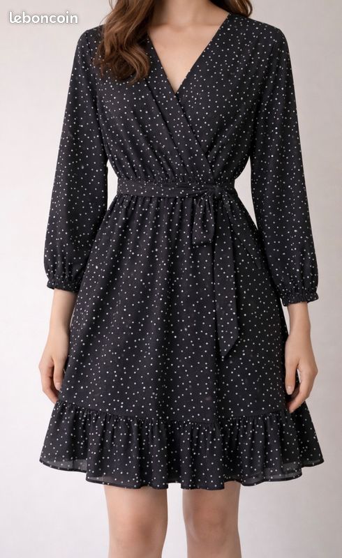 Robe Noire à Pois Colorés BCBGeneration - Taille M - Parfaite Pour L'été !