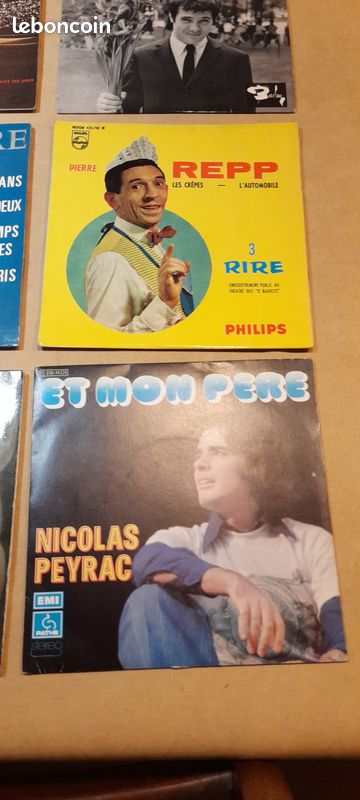 Lot disques vinyles 45T 17cm Variété française Gilbert Becaud Jacques Brel Hugues Aufray Leo Ferre Isabelle Aubret Nicolas Peyrac Jean Ferrat Alain Barriere Enrico Macias Guy Bedos Pierre Repp (image 9)