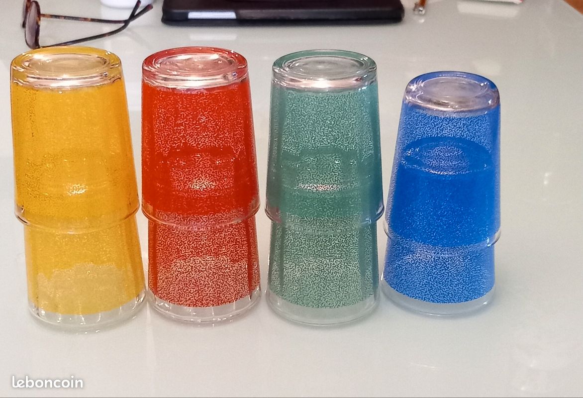 Lot 8 verres colorés vintage (image 2)