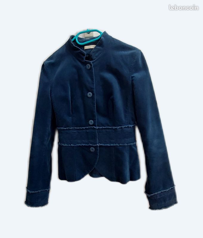 Veste promod velours fin bleu petrole taille 38 (image 1)
