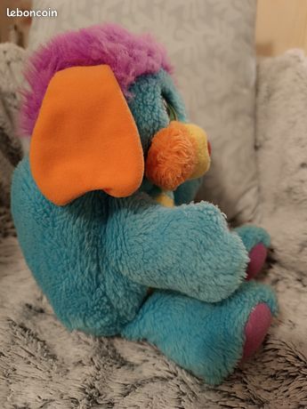 Peluche Popples MATTEL vert et bleu vintage 1986 20 cm - SOS doudou