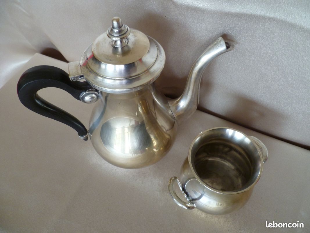 Lot Cafetière/Sucrier Métal Argenté (image 2)