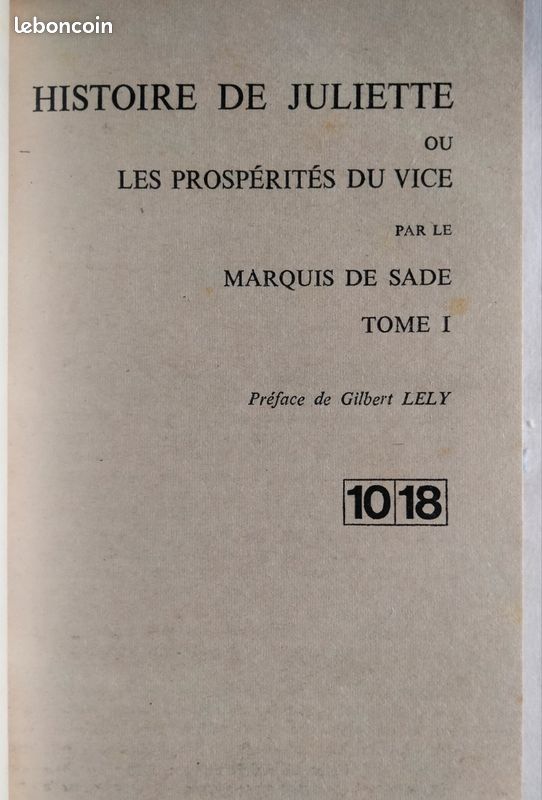 Histoire de Juliette . 3 volumes . Sade . Collection 10/18 (image 4)