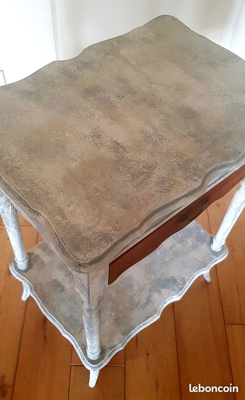 Coiffeuse couturière ancienne bois peint 2 tiroirs miroir (image 5)
