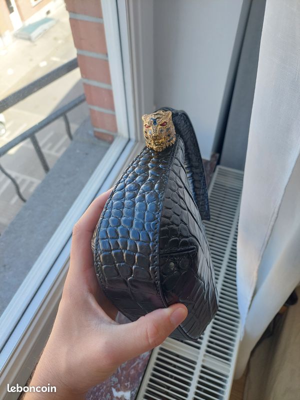 Sac Roberto Cavalli - Roar Medium Hobo Black avec Bijoux Tigres (image 5)