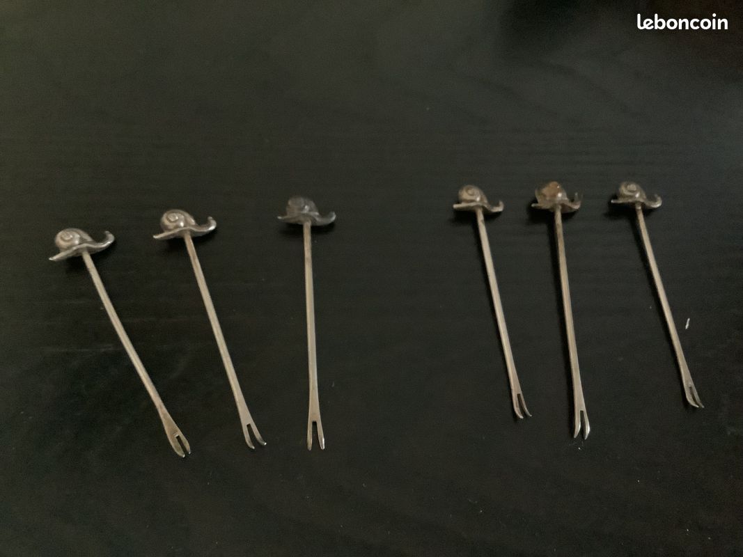 Piques escargots en acier inoxydable et en verre décor uni - Les perles