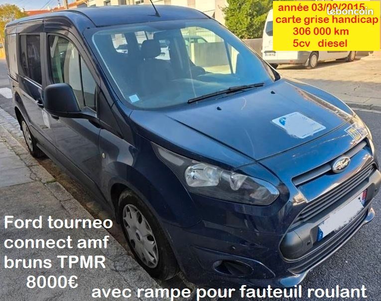 Ford transit custom et Ford tourneo connect transport tpmr avec rampe fauteuil pour roulant (image 1)