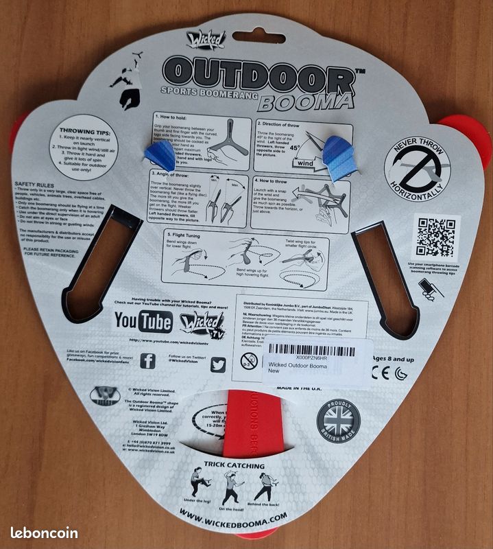 BOOMERANG FAN BHOOT DROITIER Jeu de plein air BOOMERANG FAN BHOOT DROITIER Jeu de plein air