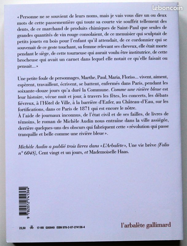 Michèle Audin – Comme une rivière bleue (Gallimard) (image 2)