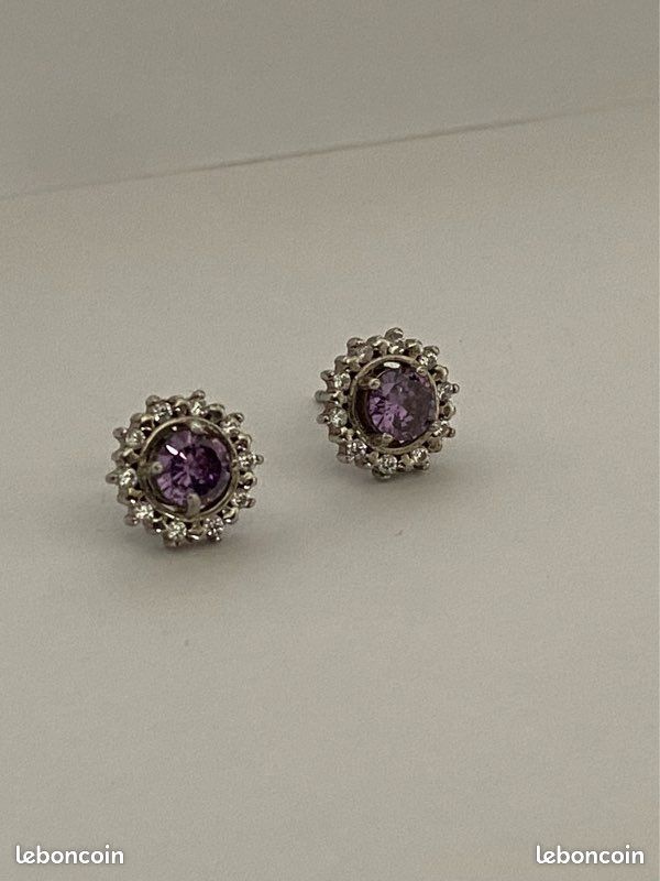Boucles d’oreilles argent serties pierres naturelles - neuves (image 2)