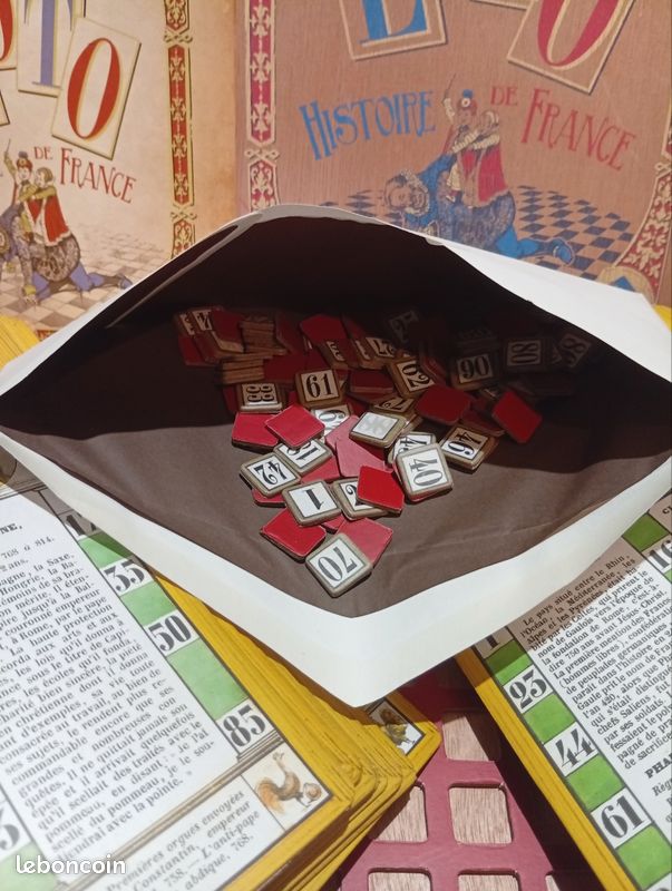 Jeu Ancien Loto Histoire De France – Rosenfeld – 13 Planches + 90 Pions – XIXe